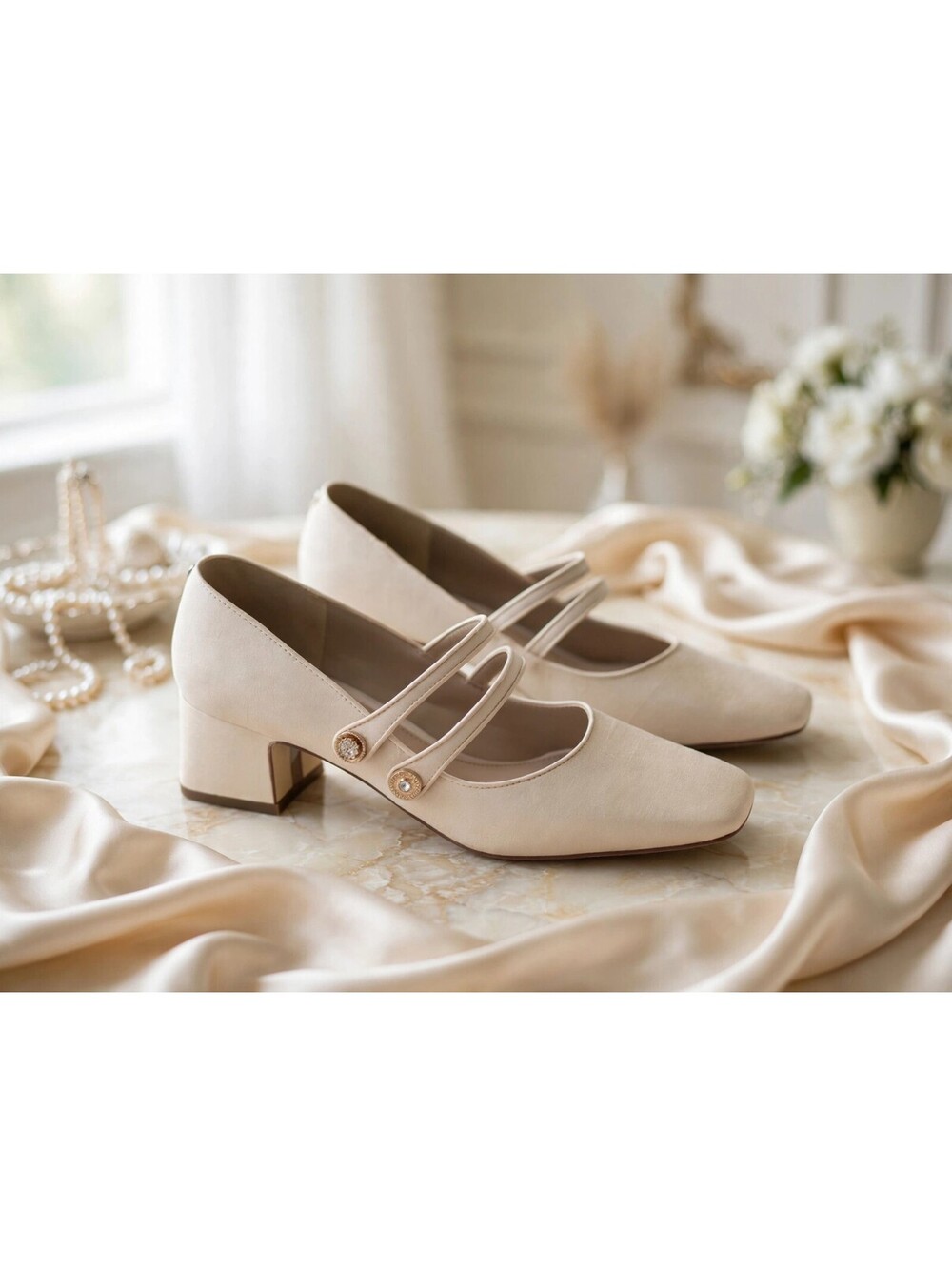 Sam Edelman Tahira Mary Jane Heels Ivory Women's Size 10 Square Toe Block Heel